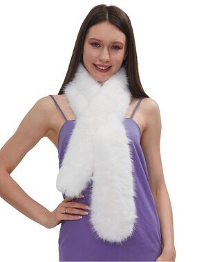 White Faux Fur Stole Wrap Bridal Wedding Winter Glam Soft 55in